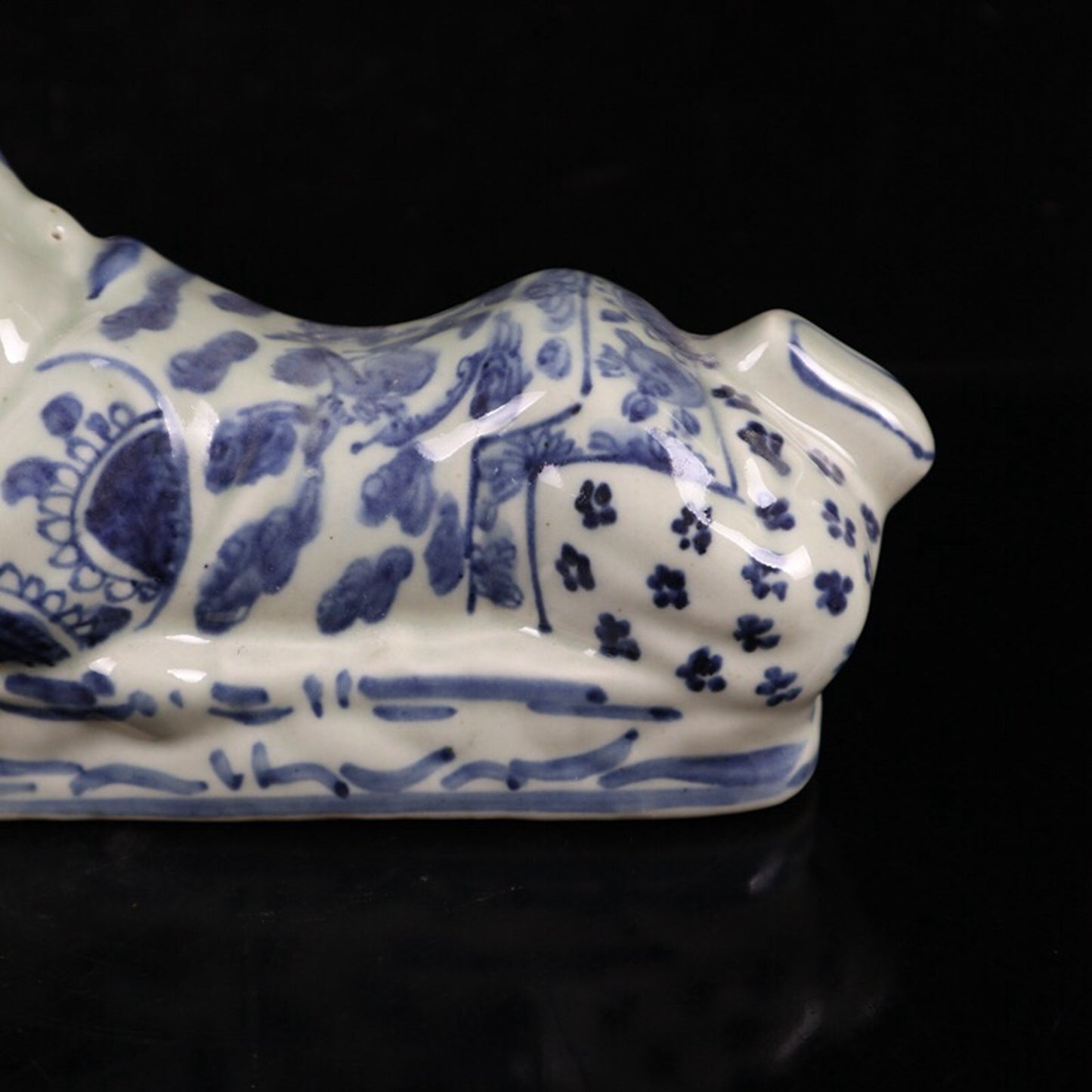 Chinese antique blue and white cloud bat patterned doll pillow