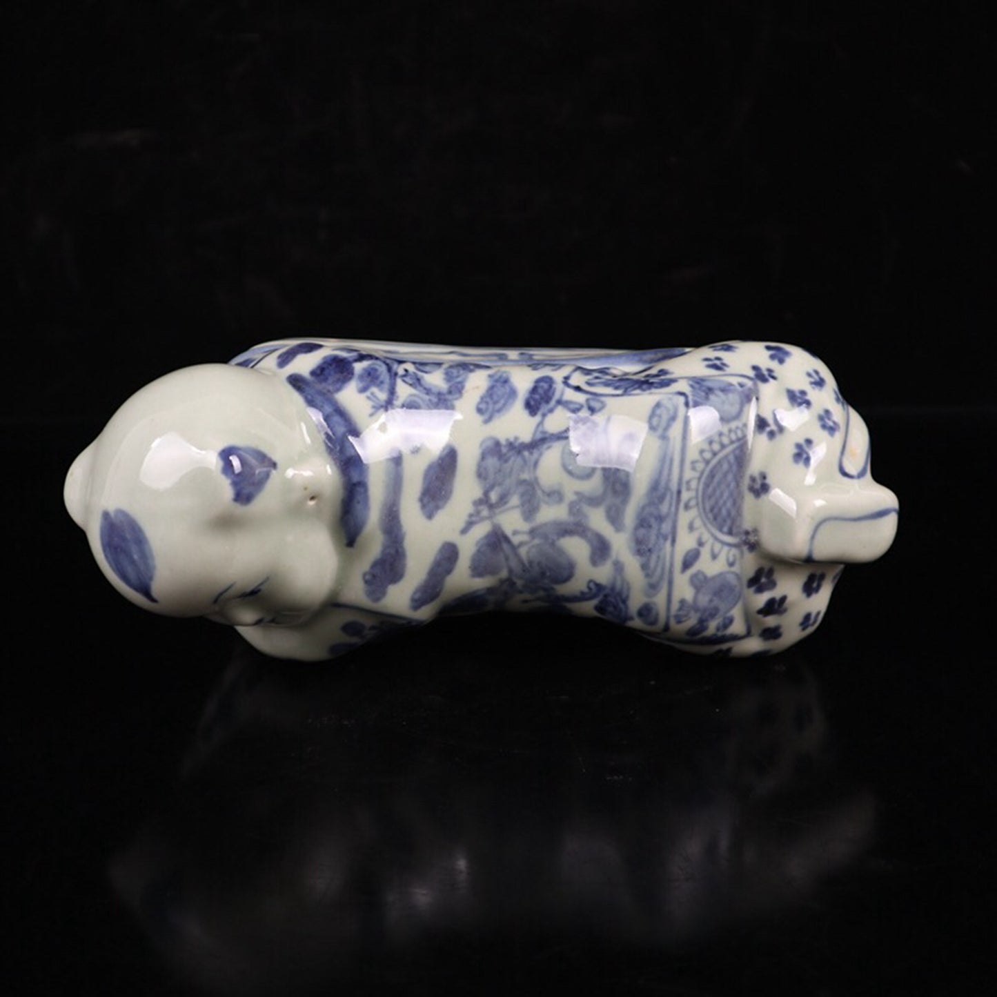 Chinese antique blue and white cloud bat patterned doll pillow