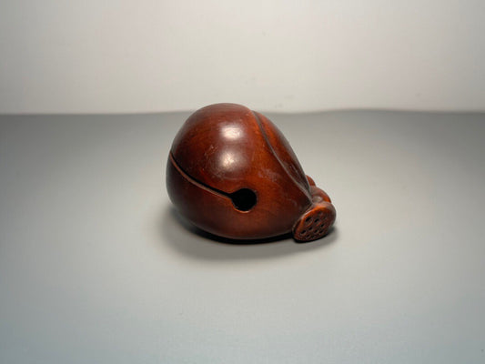 Chinese antique boxwood carving with lotus root and wooden fish