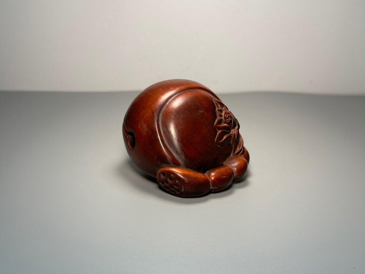 Chinese antique boxwood carving with lotus root and wooden fish