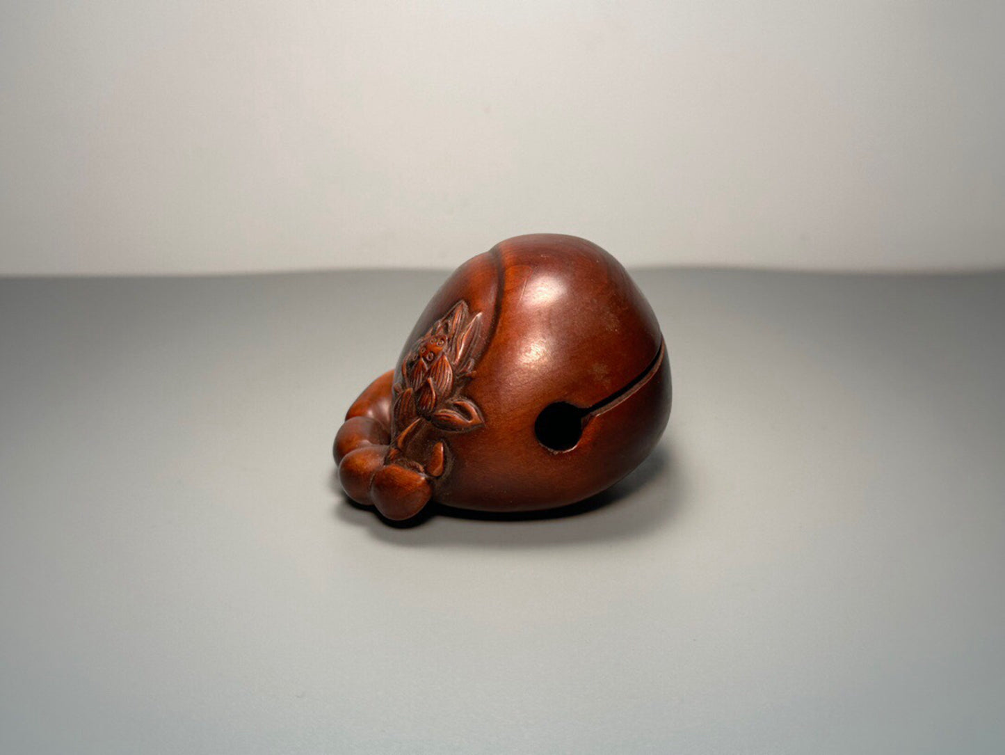 Chinese antique boxwood carving with lotus root and wooden fish