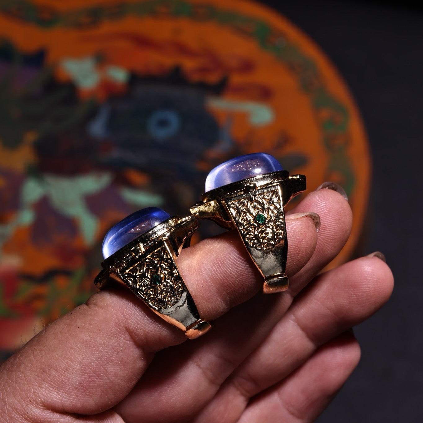 A box of Chinese antique rings