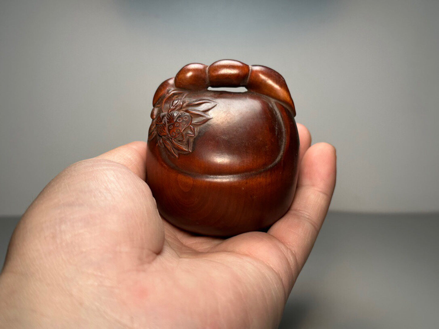 Chinese antique boxwood carving with lotus root and wooden fish