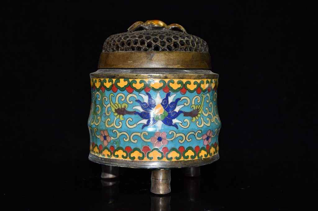 Pure copper cloisonne incense burner ornament