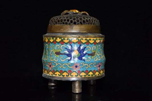 Pure copper cloisonne incense burner ornament