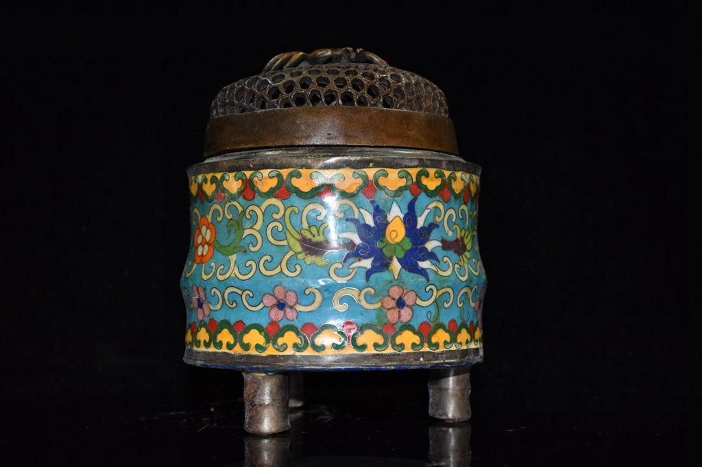 Pure copper cloisonne incense burner ornament