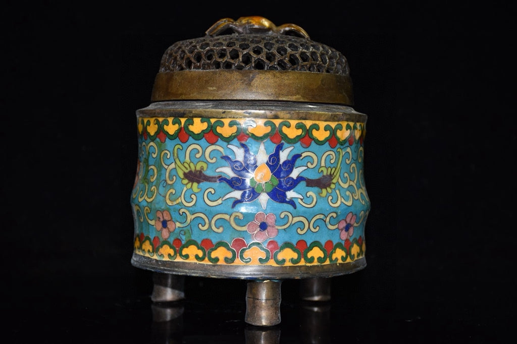 Pure copper cloisonne incense burner ornament
