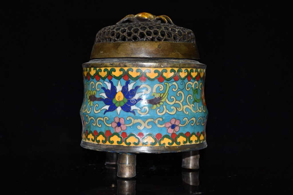 Pure copper cloisonne incense burner ornament