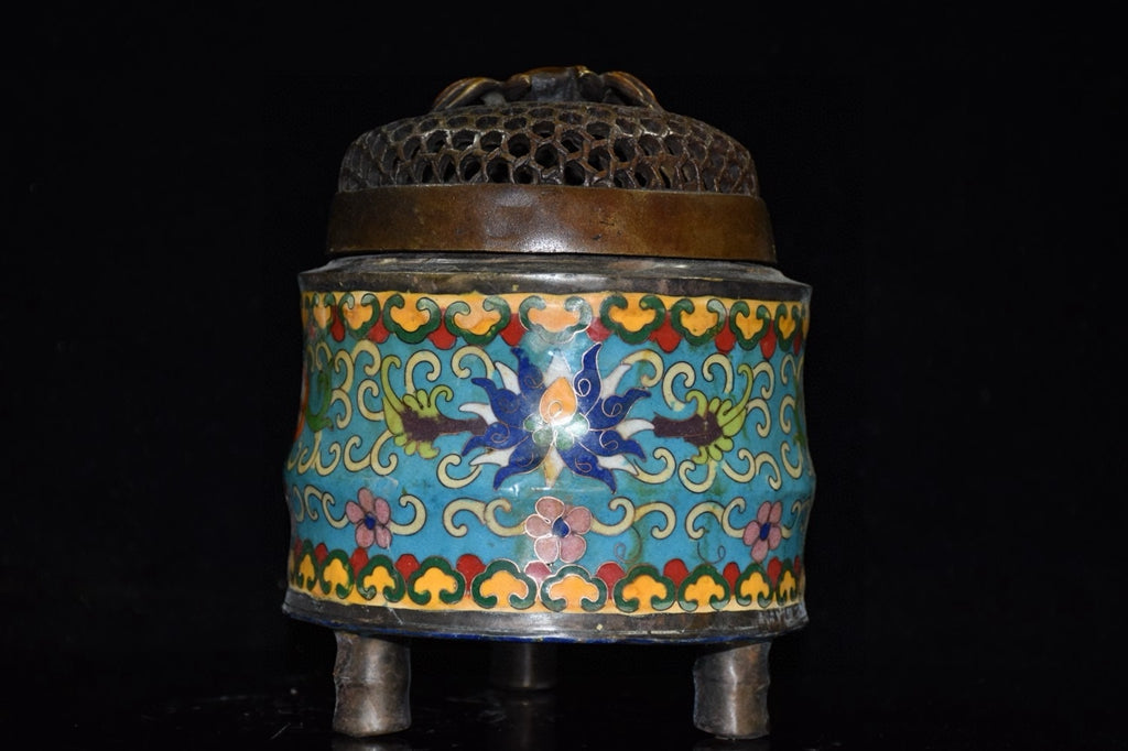 Pure copper cloisonne incense burner ornament