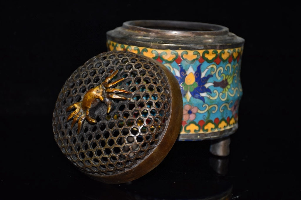 Pure copper cloisonne incense burner ornament