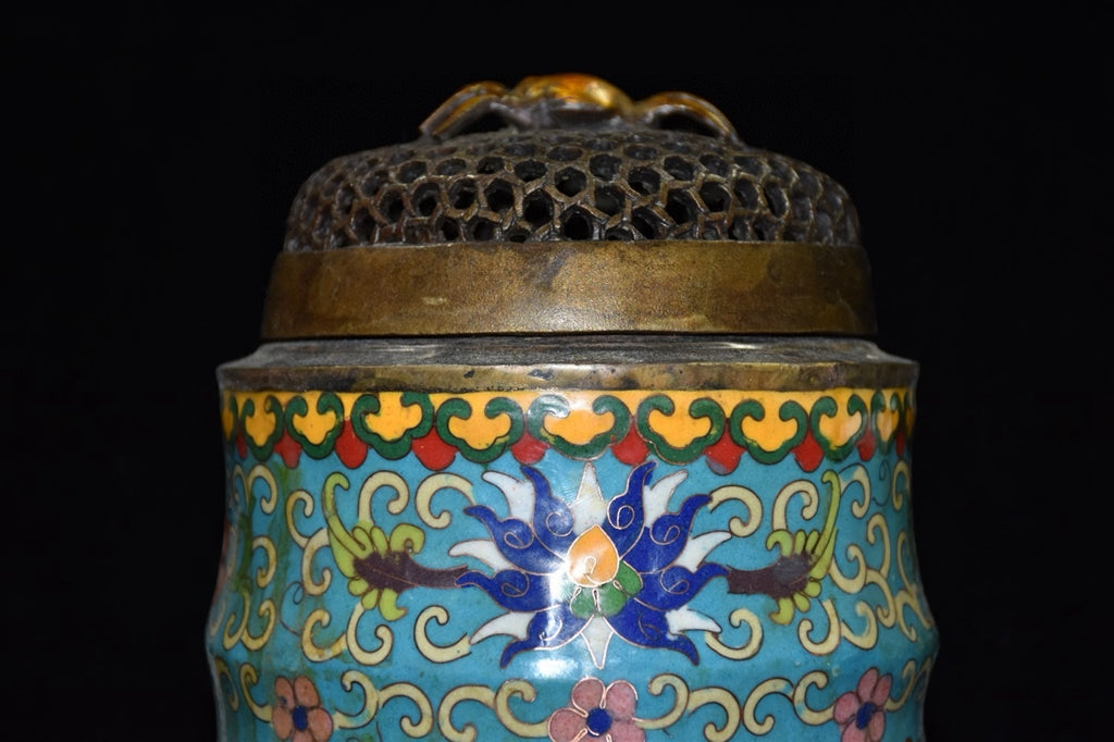 Pure copper cloisonne incense burner ornament