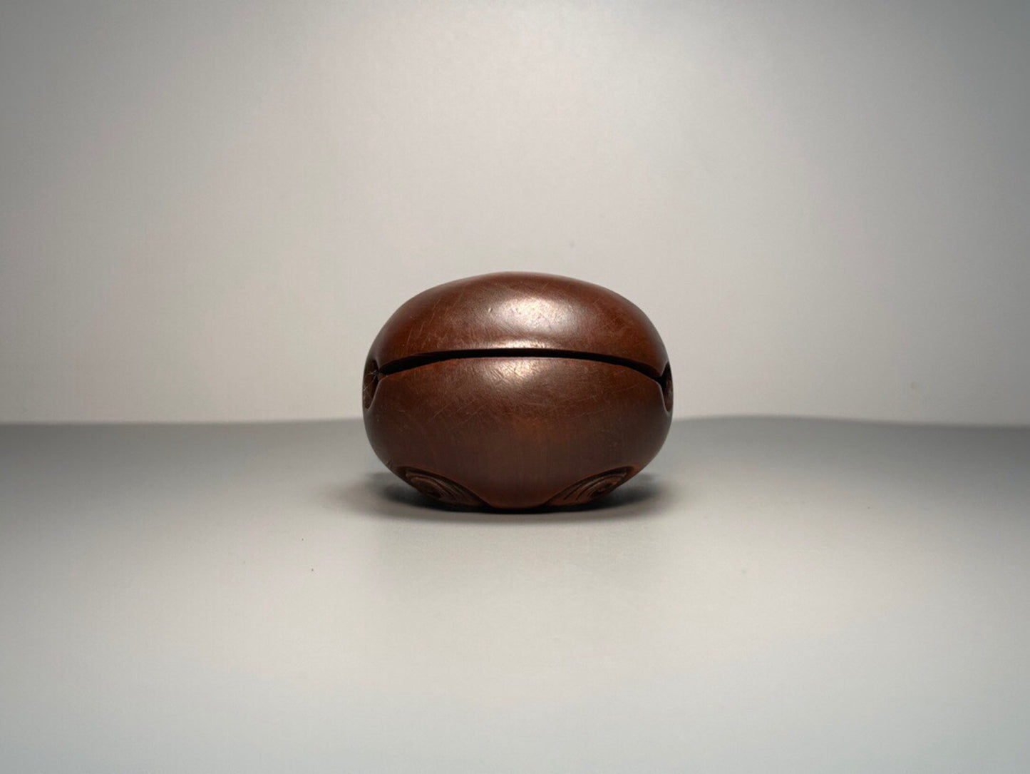 Chinese antique boxwood carving with double dragons playing with pearls and wooden fish