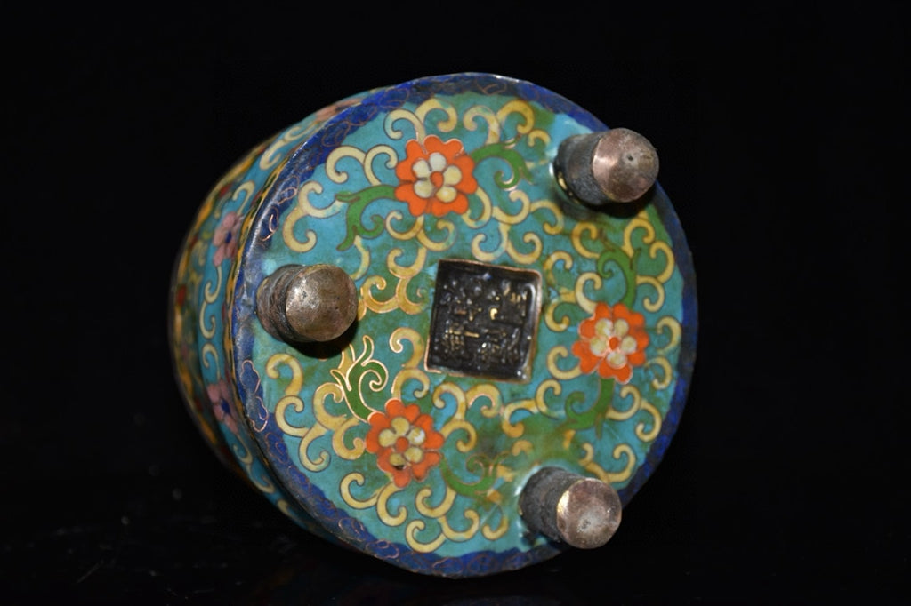 Pure copper cloisonne incense burner ornament