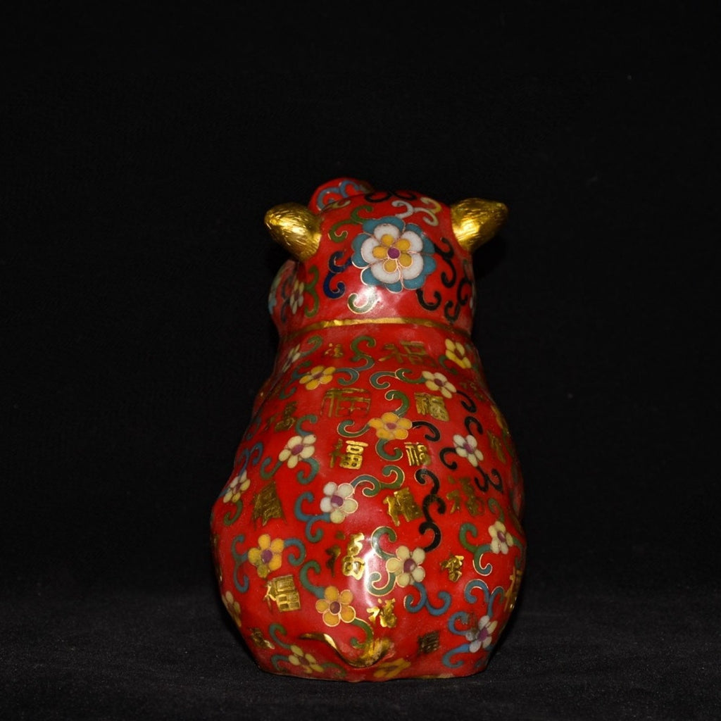 Pure copper cloisonn é zodiac fortune pig ornament
