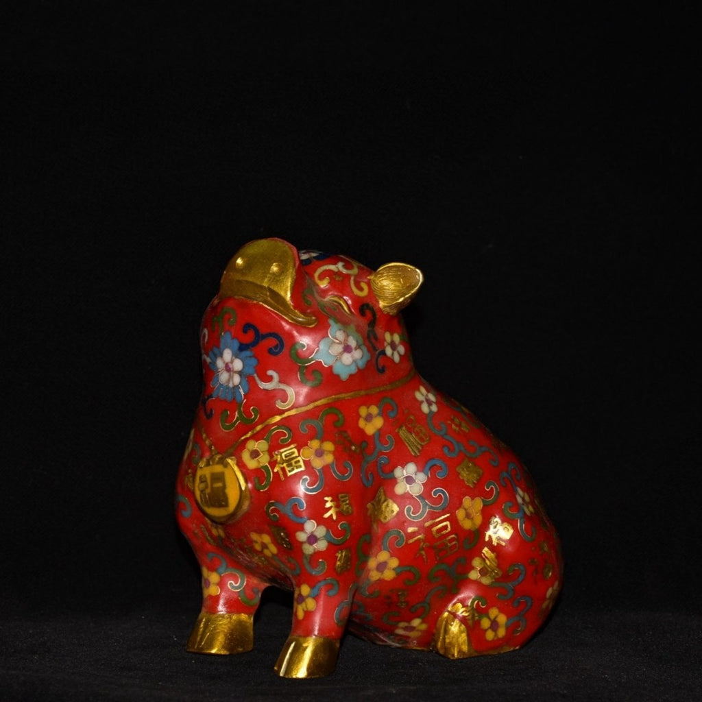 Pure copper cloisonn é zodiac fortune pig ornament