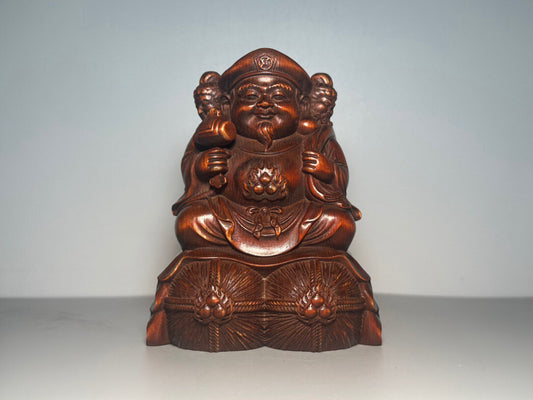 Chinese antique boxwood carving with three large black heavenly statues