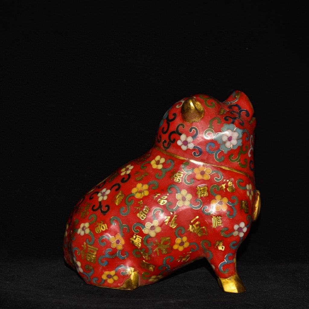Pure copper cloisonn é zodiac fortune pig ornament