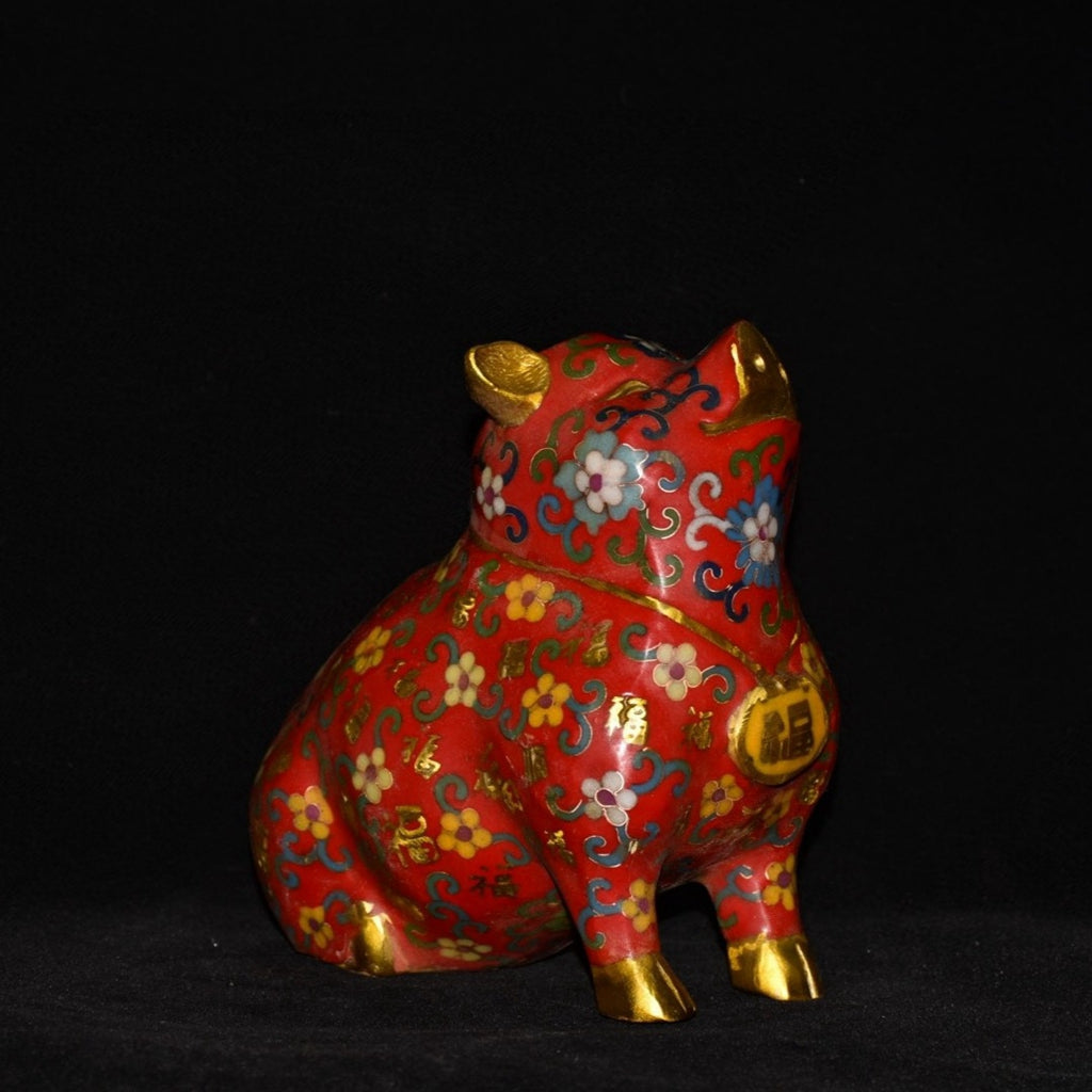 Pure copper cloisonn é zodiac fortune pig ornament