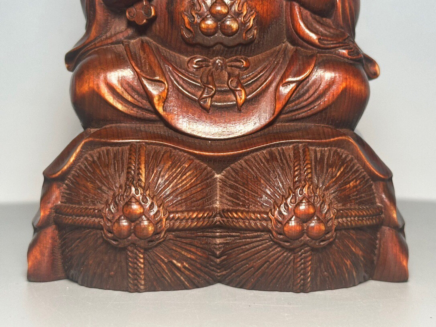 Chinese antique boxwood carving with three large black heavenly statues