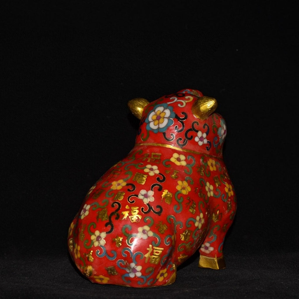 Pure copper cloisonn é zodiac fortune pig ornament