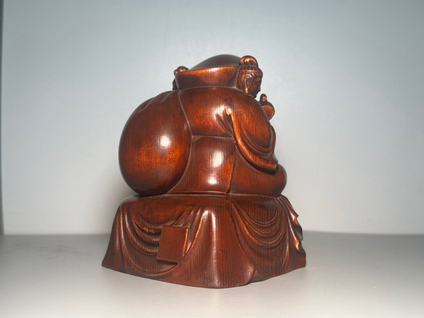 Chinese antique boxwood carving with three large black heavenly statues