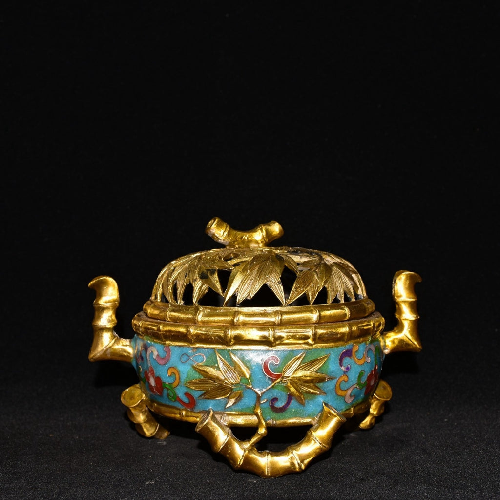 Pure copper cloisonne incense burner ornament