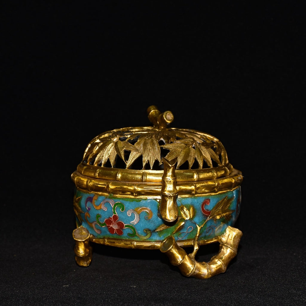 Pure copper cloisonne incense burner ornament