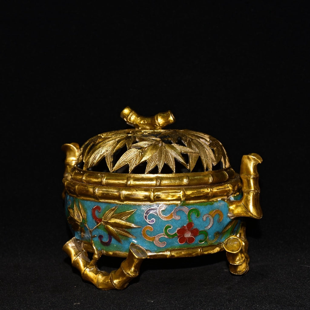 Pure copper cloisonne incense burner ornament