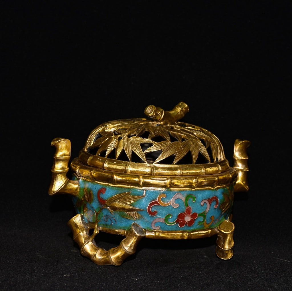 Pure copper cloisonne incense burner ornament
