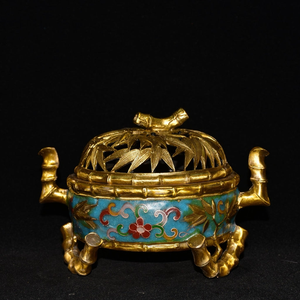 Pure copper cloisonne incense burner ornament
