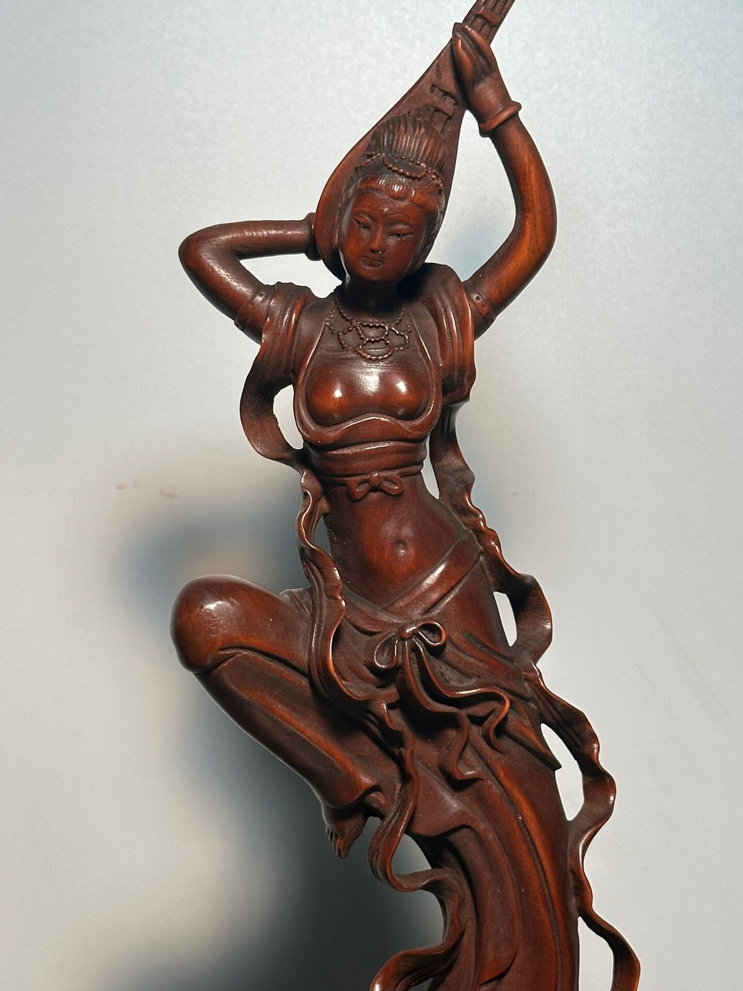 Chinese antique boxwood carving pairs Dunhuang Flying Apsaras