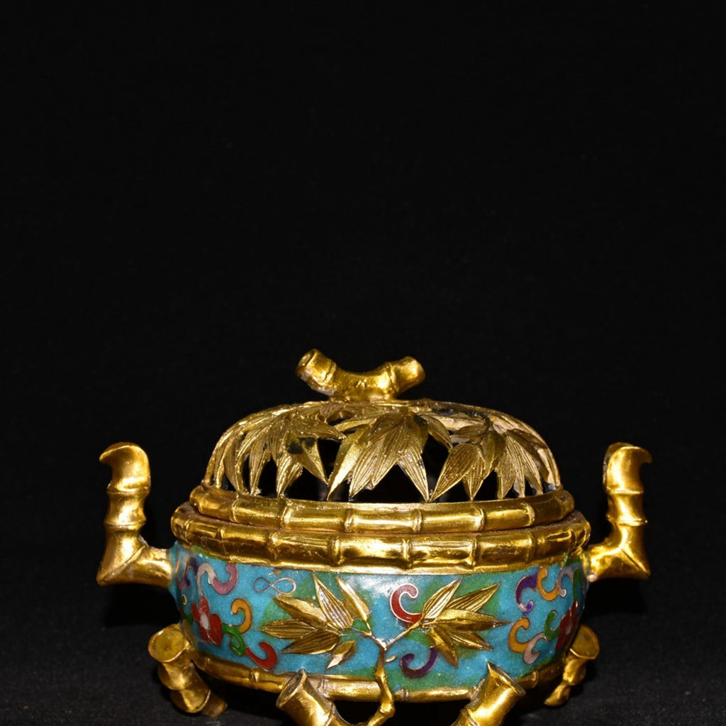 Pure copper cloisonne incense burner ornament