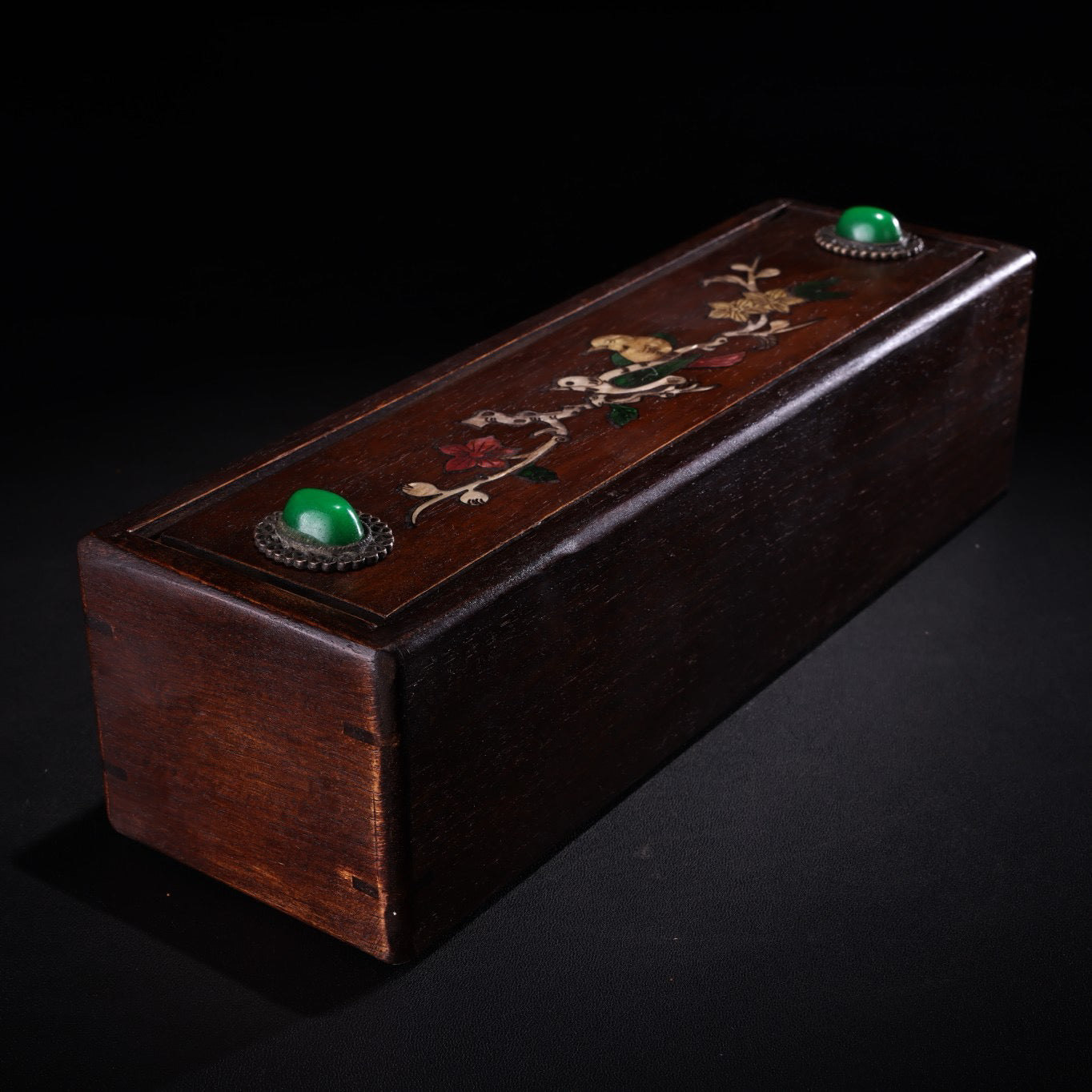 Chinese Antique Old Flower Pear Carved Jewelry Box