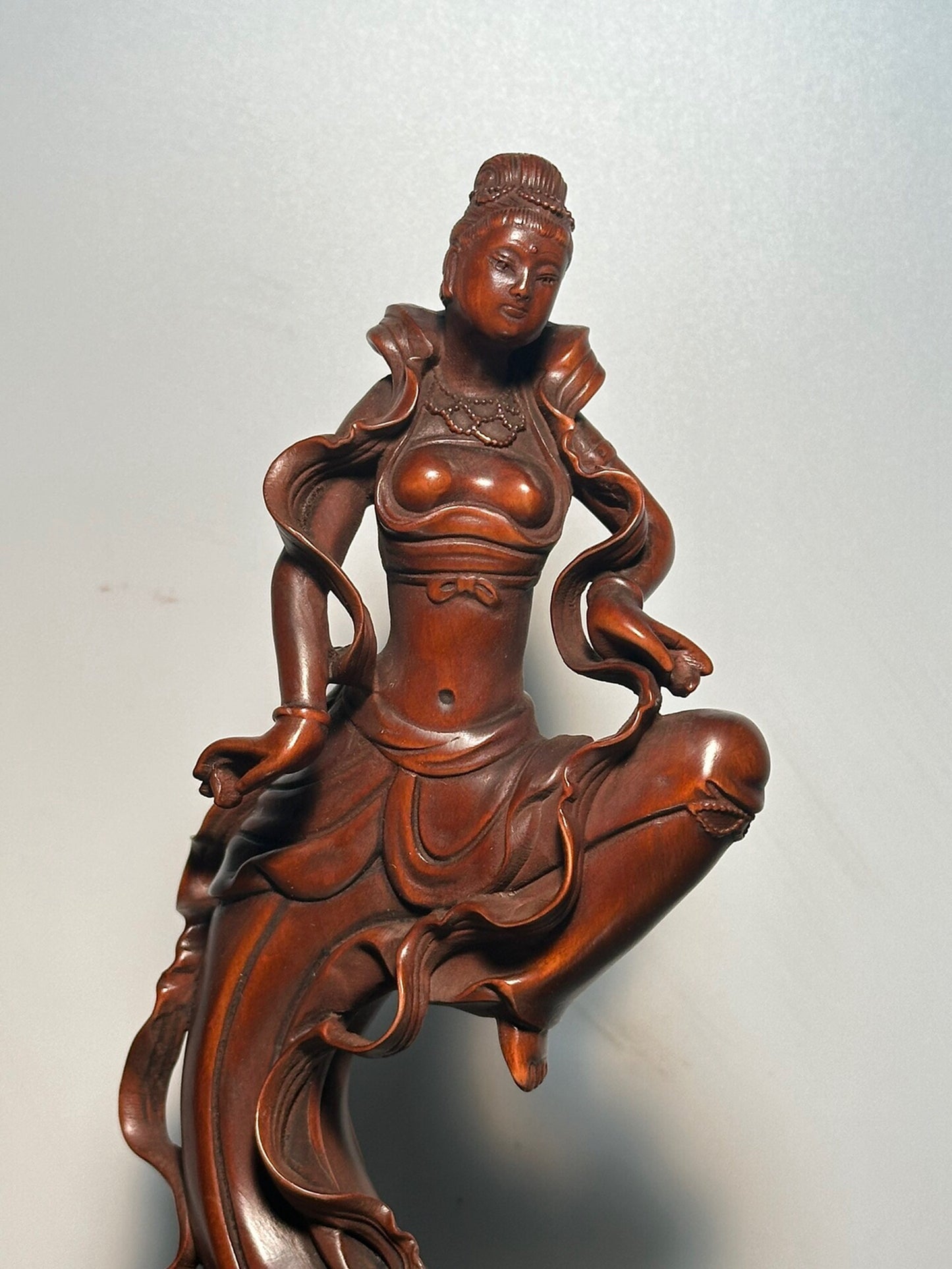 Chinese antique boxwood carving pairs Dunhuang Flying Apsaras