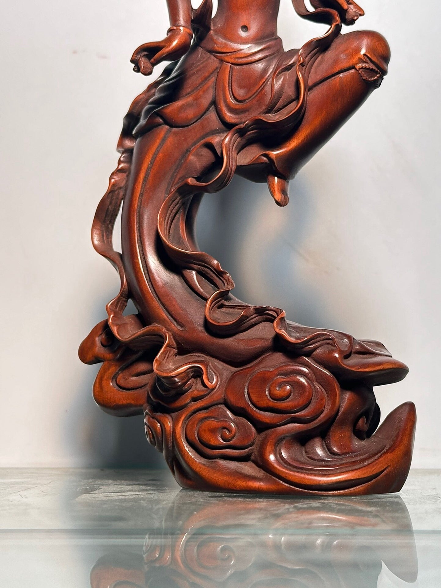 Chinese antique boxwood carving pairs Dunhuang Flying Apsaras