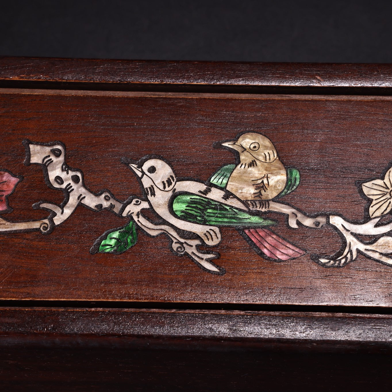Chinese Antique Old Flower Pear Carved Jewelry Box