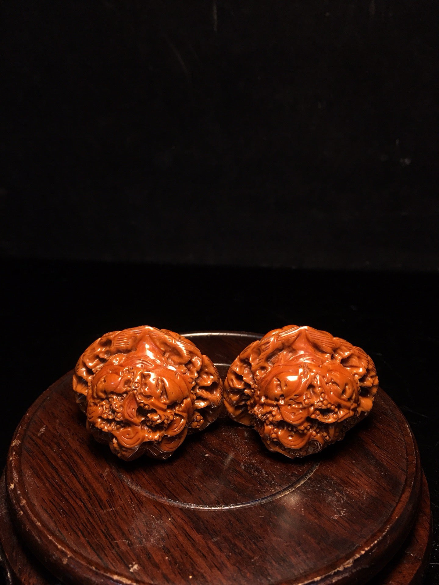 Chinese antique walnut handmade carved golden toad