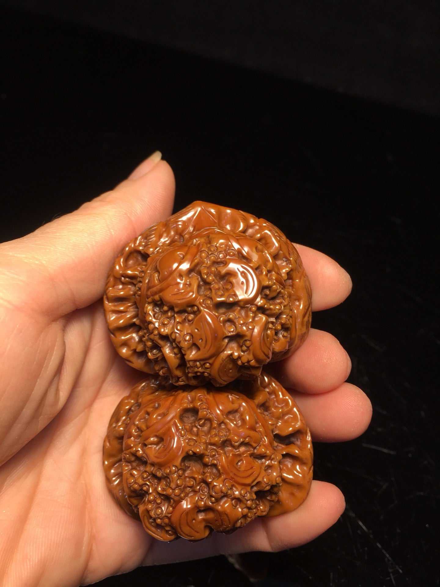 Chinese antique walnut handmade carved golden toad
