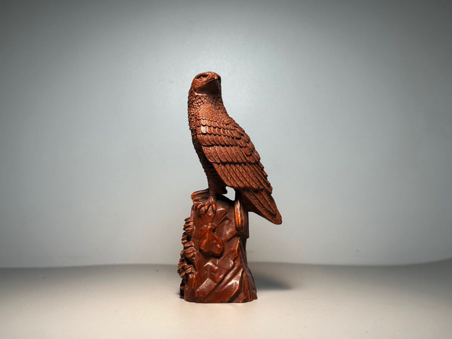 Chinese antique boxwood eagle carving