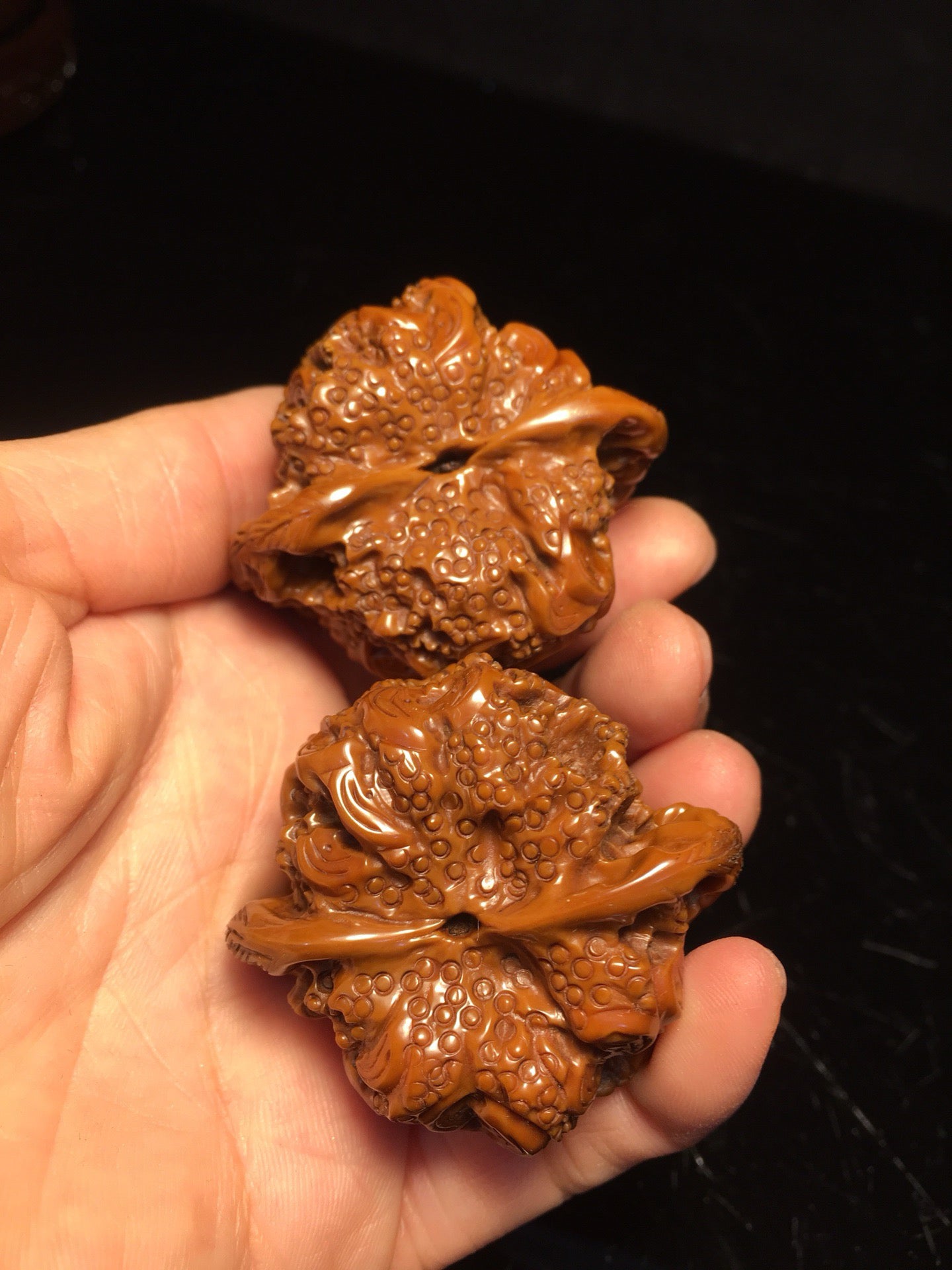 Chinese antique walnut handmade carved golden toad