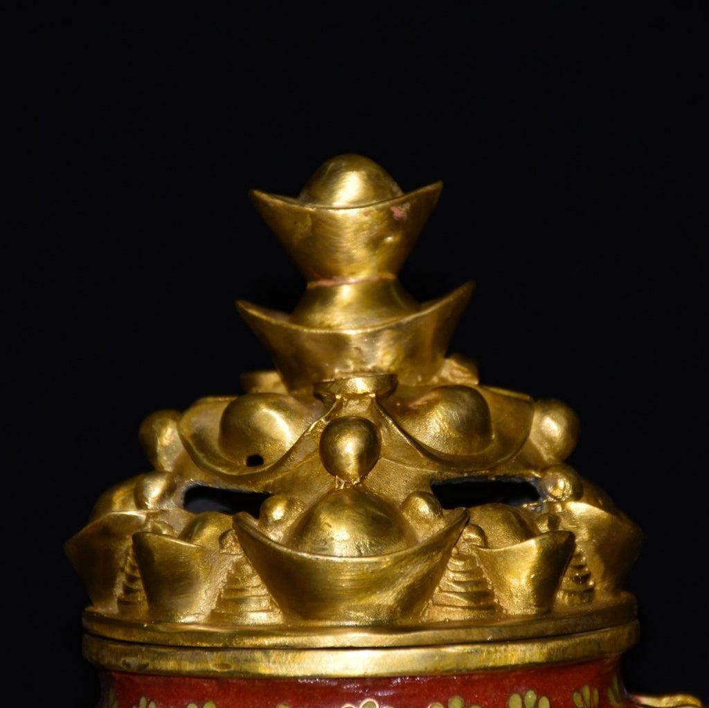 Pure copper cloisonne incense burner ornament