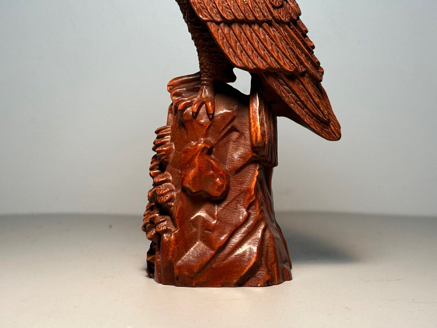 Chinese antique boxwood eagle carving