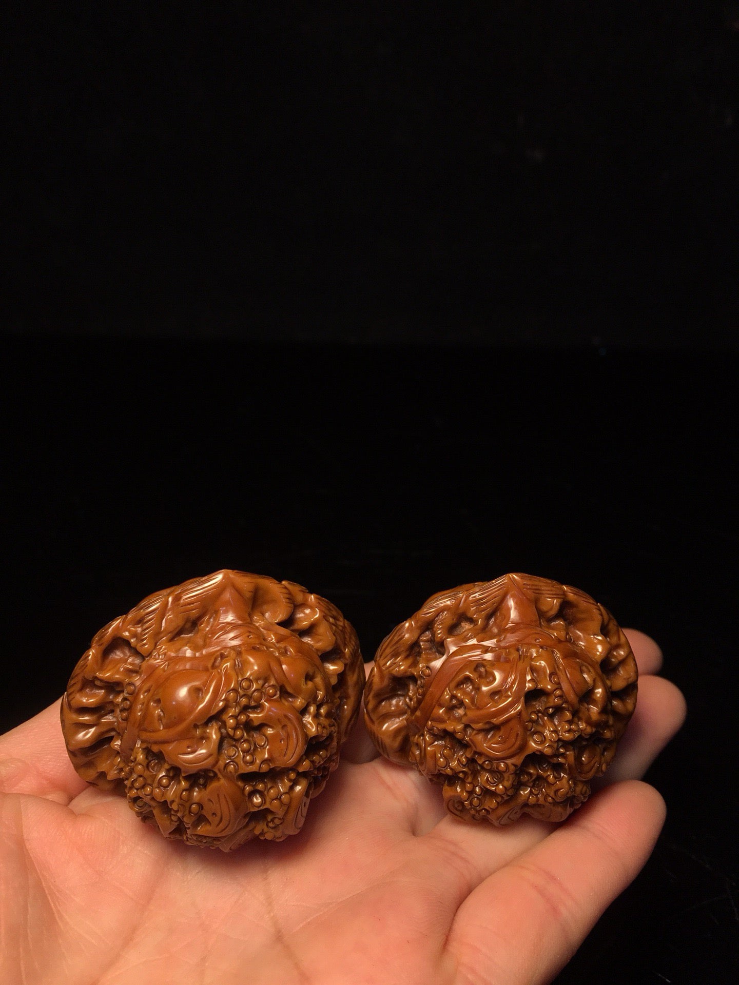 Chinese antique walnut handmade carved golden toad