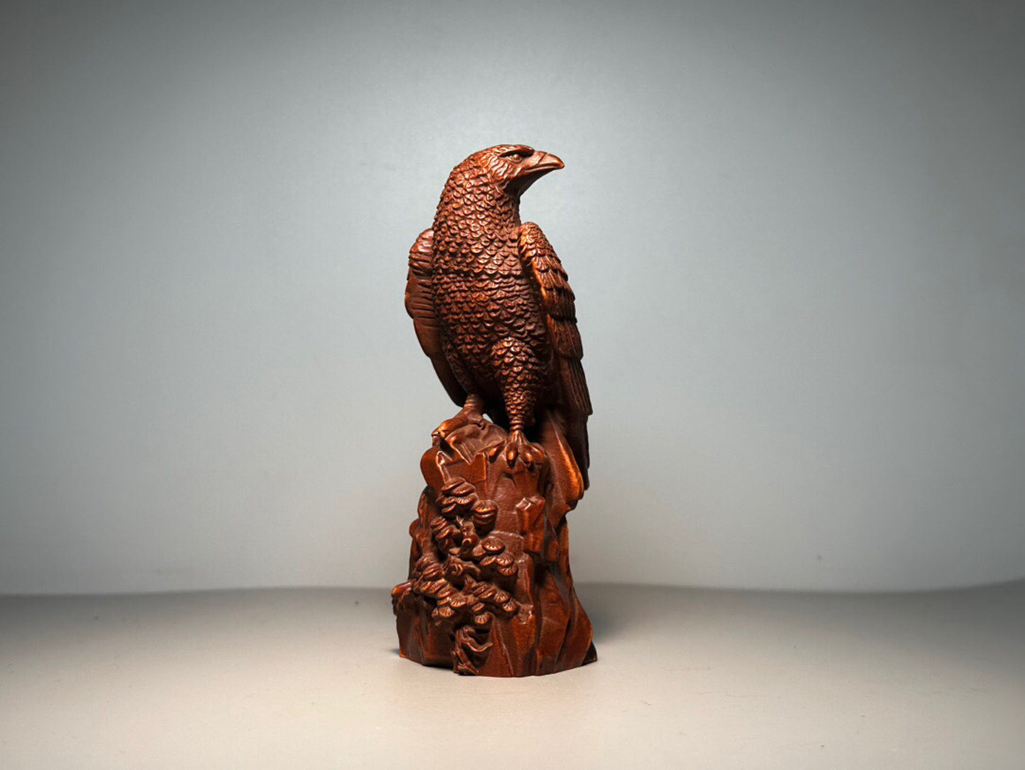 Chinese antique boxwood eagle carving