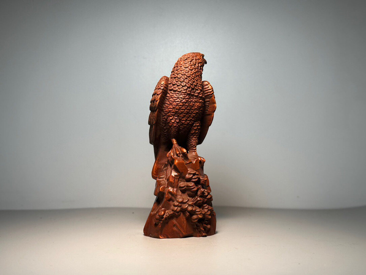 Chinese antique boxwood eagle carving