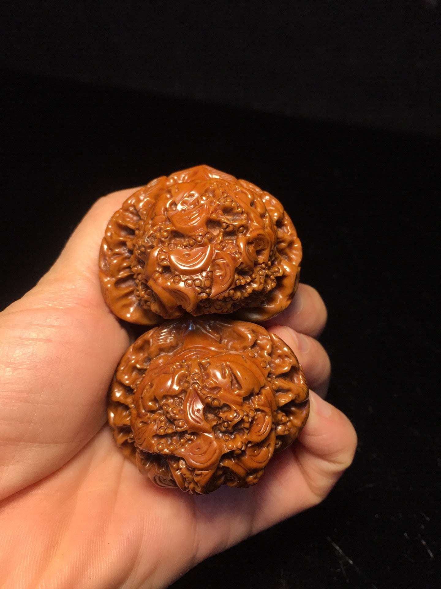 Chinese antique walnut handmade carved golden toad