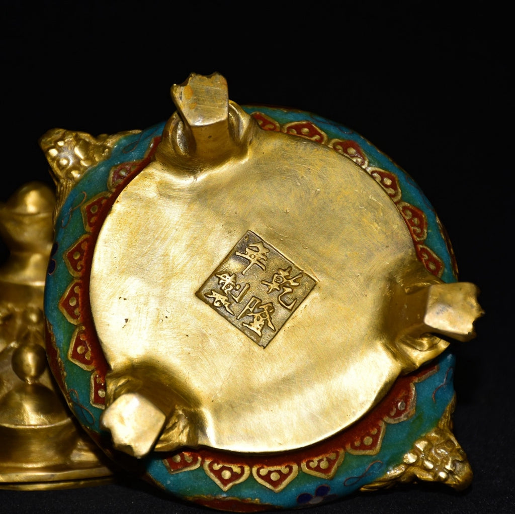 Pure copper cloisonne incense burner ornament