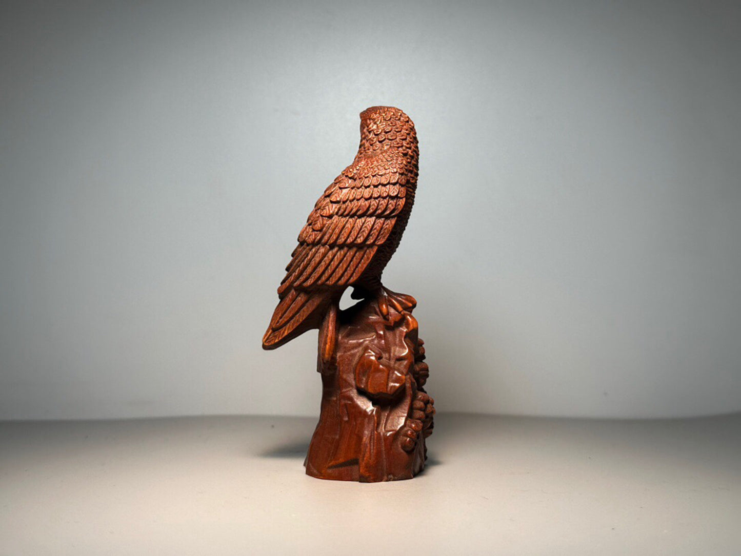 Chinese antique boxwood eagle carving