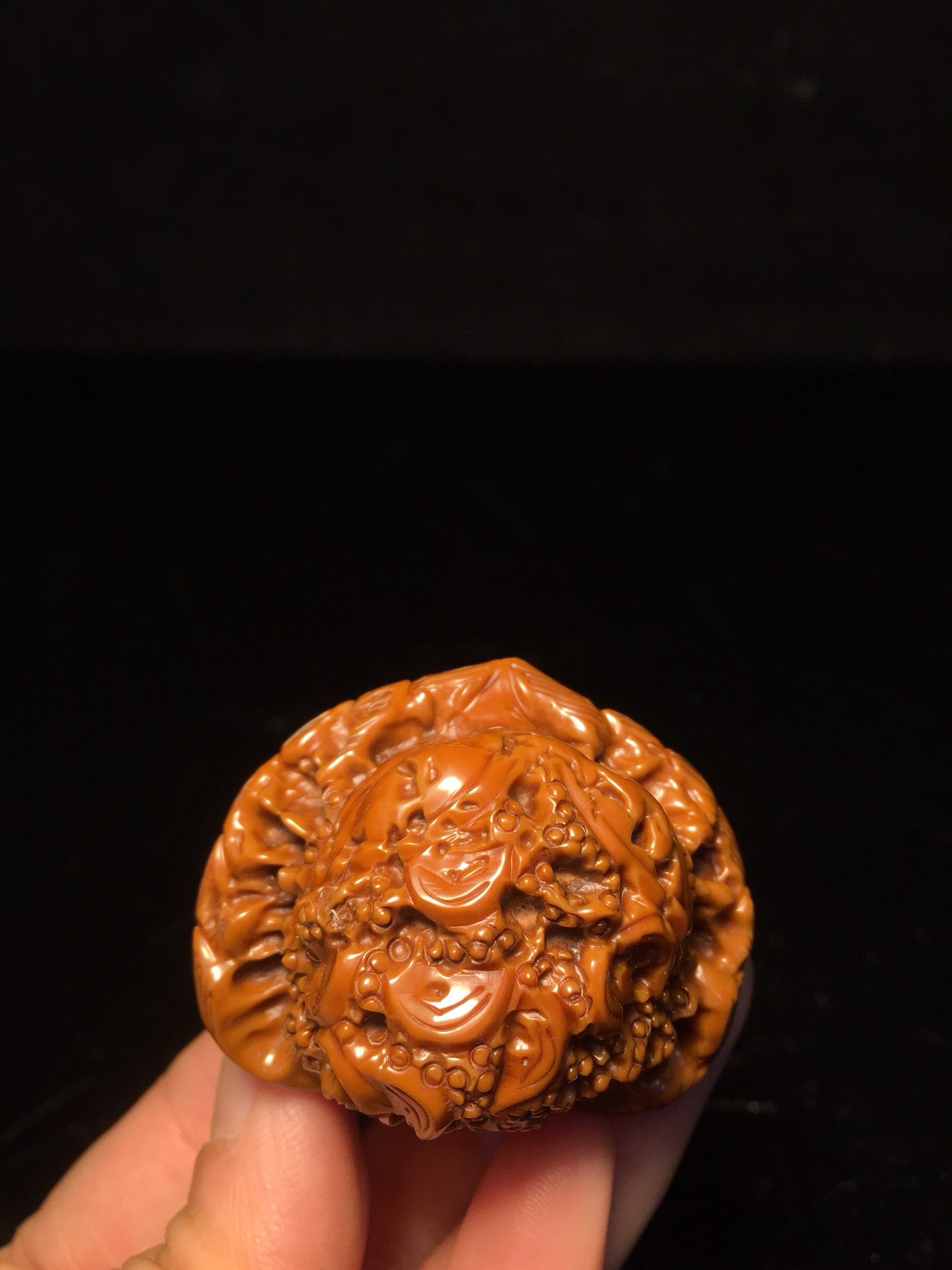 Chinese antique walnut handmade carved golden toad