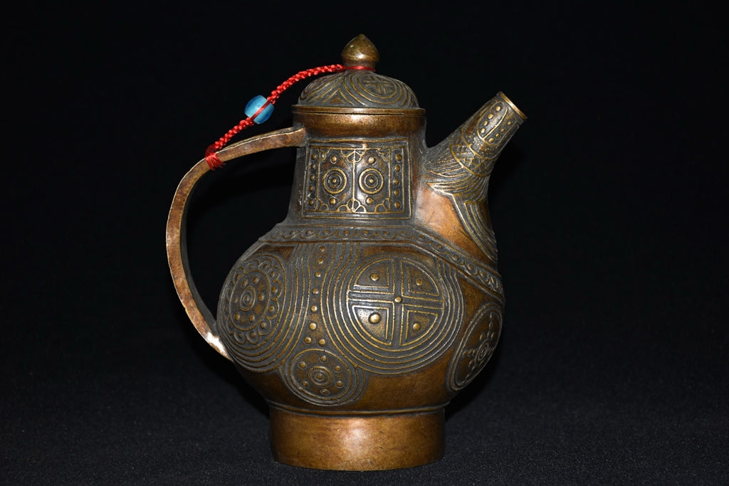 Pure copper imitation purple copper handmade woven wine pot ornaments
